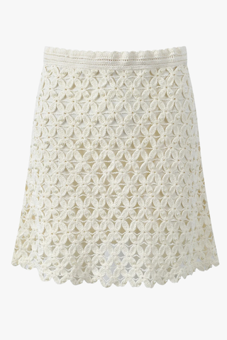 Sleeveless Pearl Floral Knit Top & Mini Skirt Set