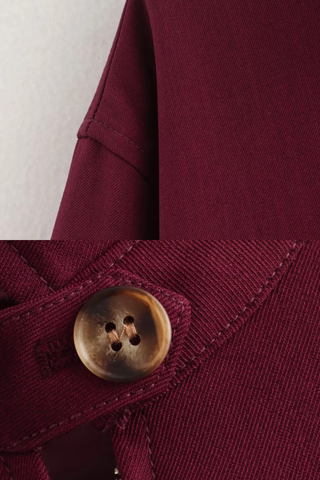 Burgundy Oversized Jacket and Bubble Skirt Set