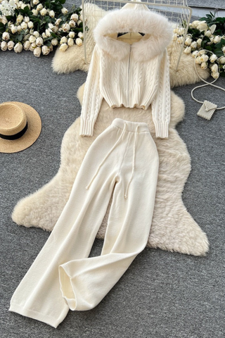 Soft Knit Turtleneck Sweater & Long Pants Cozy Set