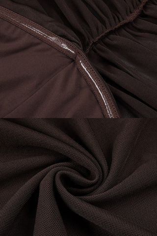Ruched Mesh Short Sleeve Cut-Out Long Dress