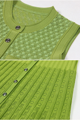 Sleeveless Button-Down Knitted Long Dress