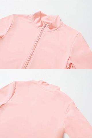 Zip-Up Active Jacket, Bandeau Top & High-Waist Leggings Set