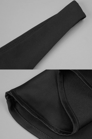 Square Neck Fitted Bodice Long Dress with Flared Satin Skirt