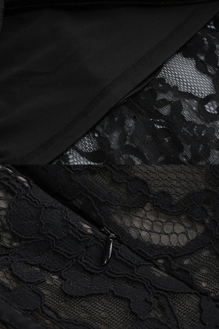 Sheer Lace Corset Maxi Dress with Floral Hip Details