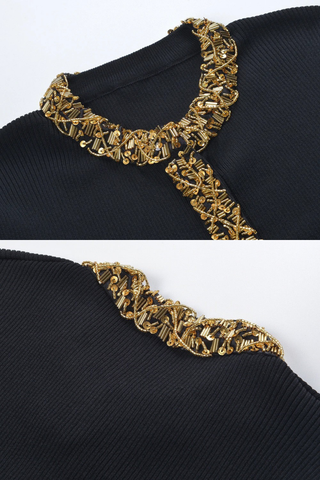 Embellished Collar & Front Long-Sleeve Knit Cardigan