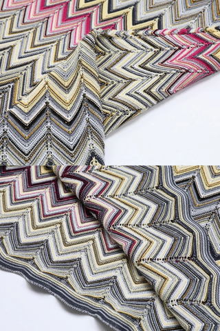 Chevron Knit Short Sleeve Bodycon Long Dress
