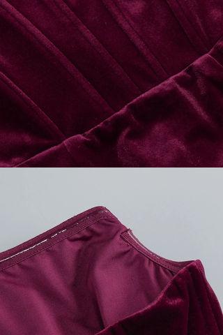 Strapless Velvet Corset long Dress & Long Gloves Set