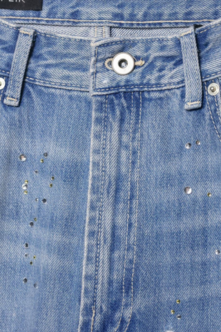 Wide-Leg Rhinestone Denim Pants