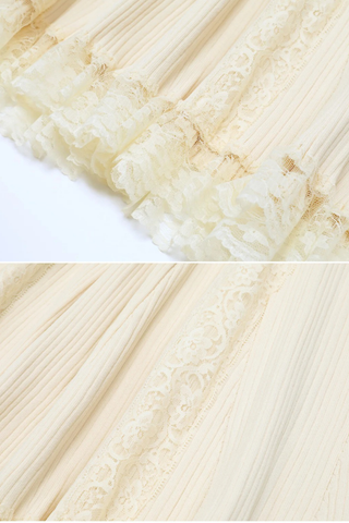 Luxe Ribbed Knit Off-Shoulder Lace Panel Long Dress