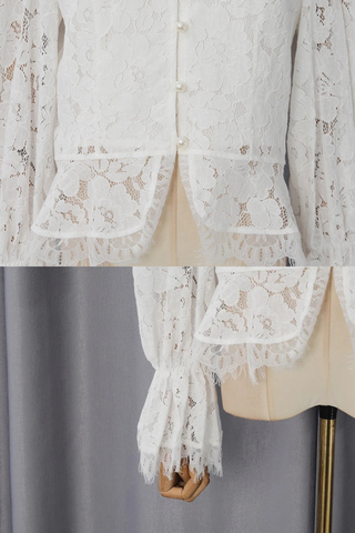 Elegant Lace Set – Long Sleeve Top with Flowy Midi Skirt