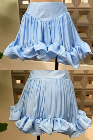 Off-Shoulder Flowing Chiffon Mini Set with Soft Ruffle Details
