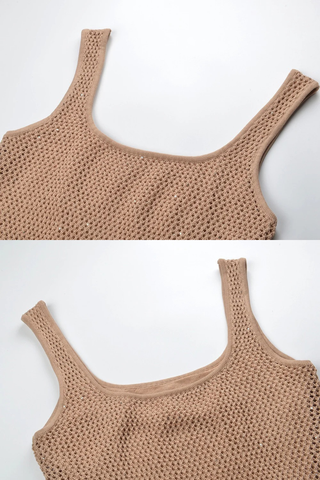 Sunlit Escape Sleeveless Open Knit Long Dress