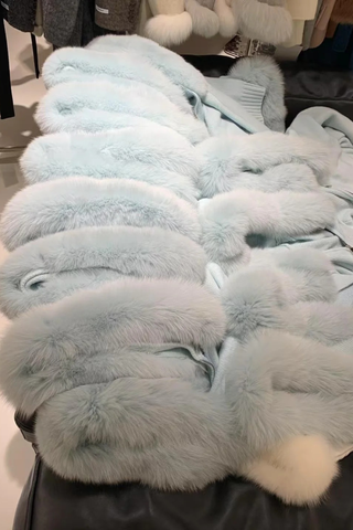 Knitted Hooded Zip Jacket with Faux Fur Trim