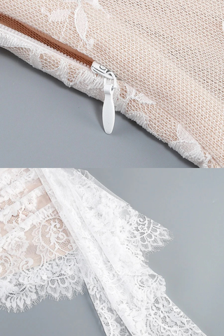 Lace Corset Draped Sheer Long Dress