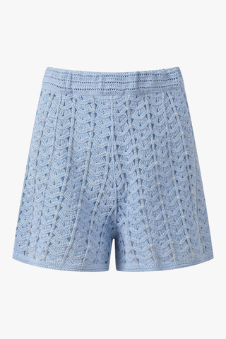 Sleeveless Pearl Embellished Open-Knit Vest & Shorts Set