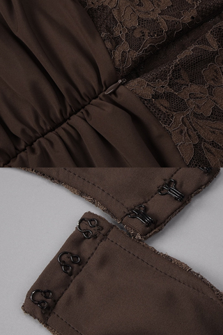 Lace Corset Draped Bodycon Long Dress with Cap Sleeves