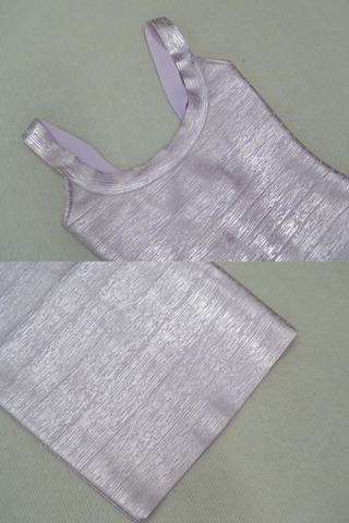 Luminous Metallic Bandage Sleeveless Long  Dress