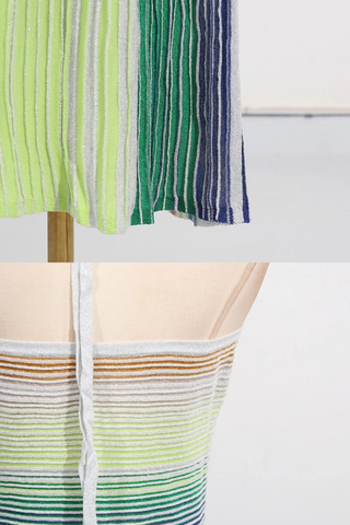 Halter Neck Contrast Stripe Pleated Long Dress