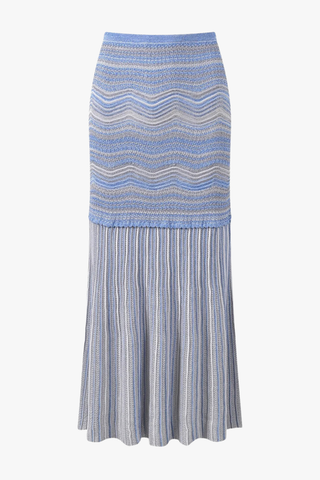 Wave Knit Half Sleeve Cardigan & Long Skirt Set