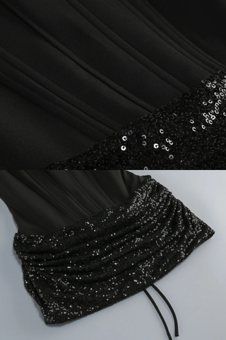 Flattering Sleeveless Corset Mini Dress with Ruched Sequined Detail and Sculpting Stretch Fit