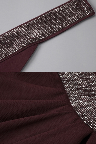 Crystal Embellished Halter Cutout Crop Top & Draped High-Waist Long Skirt Set