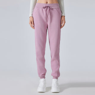 High-Waist Casual Sweatpants with Fleece Lining
