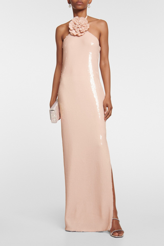 Bloom Sequin Halter neck backless long dress