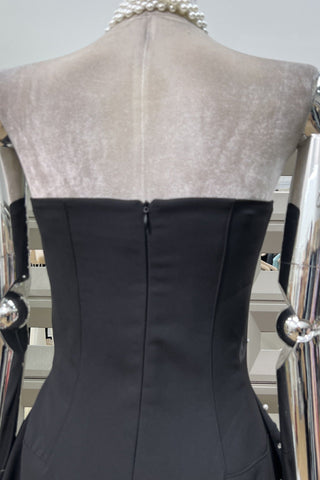 Pearl & Crystal Strapless Midi Dress