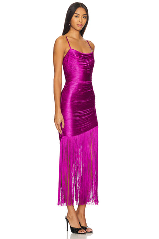Slim-Fit Fringe Bandage Long Dress with Spaghetti Straps