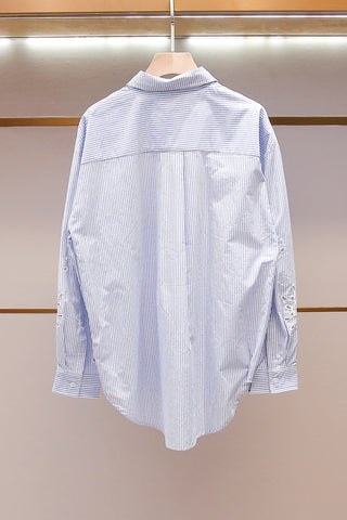 Coastal Embroidered Stripe Shirt & Shorts Set