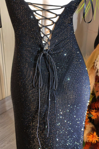 Sparkling Strapless Rhinestone Mermaid Evening Gown