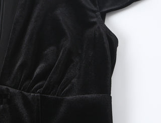 Velvet Cap Sleeve Mini Dress with Deep V-Neck and Flared Hem