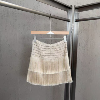 Crochet Bustier Top & Fringe Mini Skirt Set