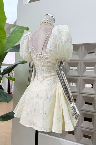 Blossom Charm Puff Sleeve Mini Dress