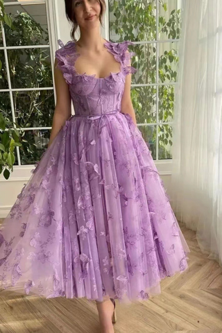 Flutter Bloom Butterfly Embroidered Sleeveless Slit Long Dress