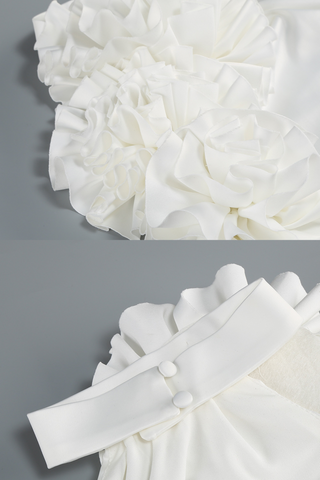 Ivory Bloom Halter Backless Long Dress