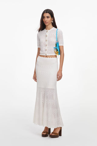 Pointelle Knit Short Sleeve Top & Long Skirt Set