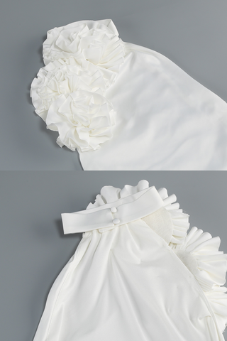 Ivory Bloom Halter Backless Long Dress