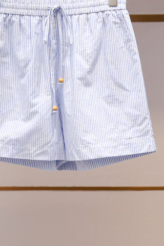 Coastal Embroidered Stripe Shirt & Shorts Set