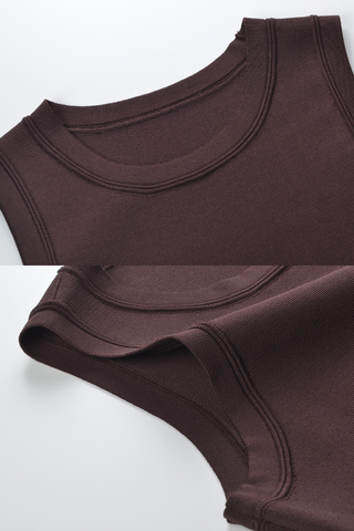 Tassel Gold Beads Slim Round Neck Sleeveless Knitted Long Dress