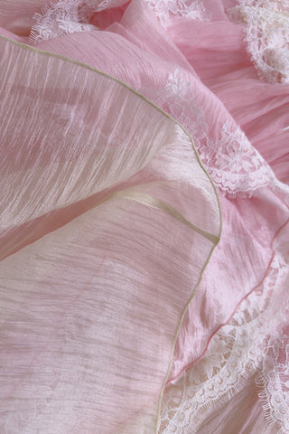 Tiered Lace Long Dress – Layered Ruffle Design, Crisscross Back & Flowy Fit