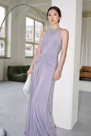 Ruched Twist Waist Sleeveless Long Dress