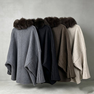 Faux Fur Trim Cable Knit Long Cardigan