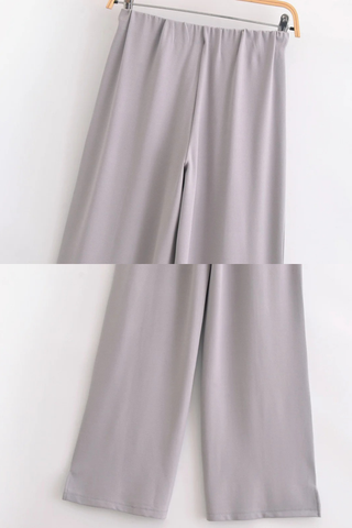 Soft Lounge Relaxed Top & Wide-Leg Pants Set – Lightweight Jersey, Long Sleeve, Minimal Design