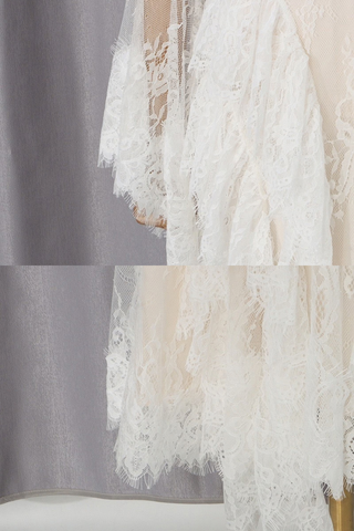 Lace Corset Long Dress with Ruffle Layers & Flared Sleeves