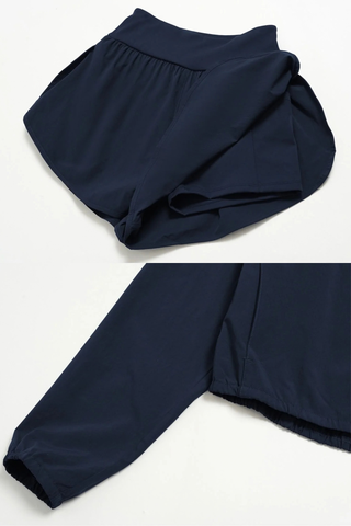 Cropped Zip-Up Jacket & High-Waisted Shorts Set