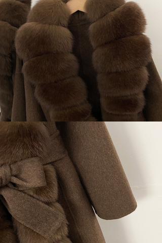 Luxury Fur-Trim Long Wool Coat – Classic Tailored Fit