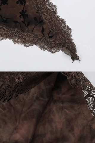 Floral Velvet Lace Cutout Mini Dress