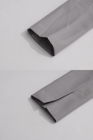 Long Sleeve Draped Pleated Blazer Dress with V-Neck Lapel