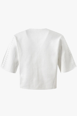 Textured Knit Short Sleeve Top– Cropped Fit with Clean Front Design
